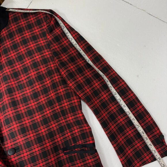 Rare 70’s Formal Tux Jacket Lord West Red Blk Plaid Vintage 46L - Picture 15 of 16